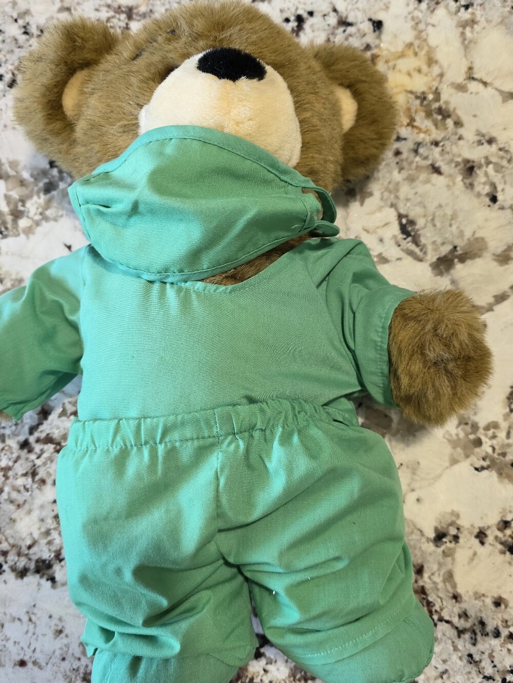 Vintage 1997 Build-A-Bear Brown Plush in Teal Scrub Outfit with Mask